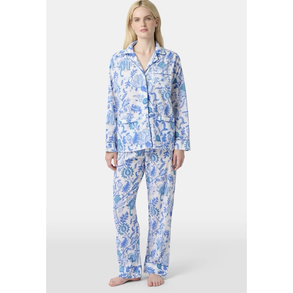 Roller Rabbit Amanda Loungewear Floral Pajama Pant Set Blue Paisley Size Small